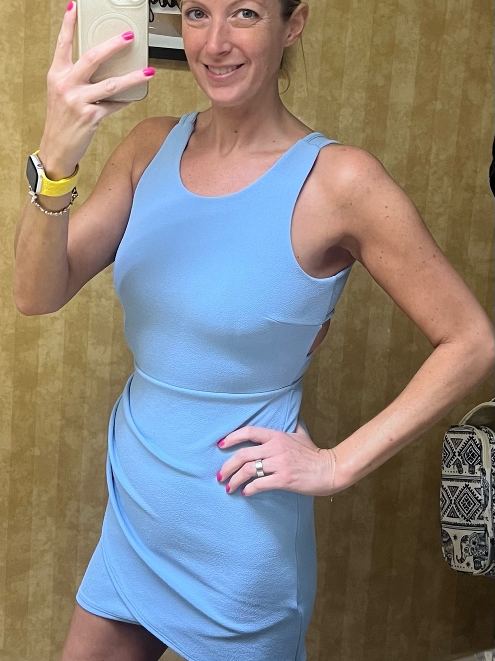 Papaya Sky Blue Sleeveless Scoop Neck Mini Dress